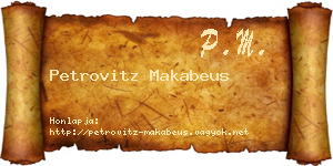 Petrovitz Makabeus névjegykártya